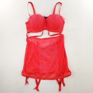 Victoria's Secret Sheer Lace Bra / Babydoll Lingerie Top 34B